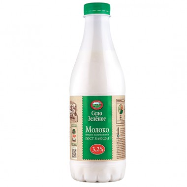 Молоко 3,2% «Село Зеленое» бут. 930 гр.