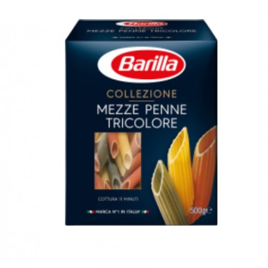 Mezze рenne tricolore (цветные перья) «Barilla» 500 гр.