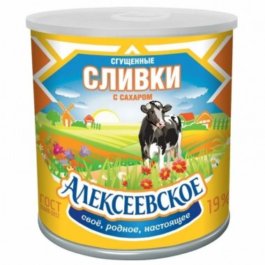 Сливки сгущенные ГОСТ "Алексеевское" 360 гр.