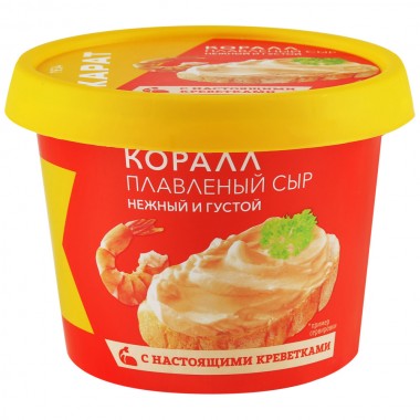 Сыр плавленый "Коралл"  с креветками «Карат» 230 гр.