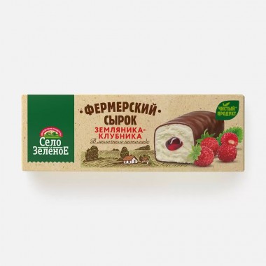 Сырок творожный "Клубника - земляника" в молочном шок. «Село Зеленое» 45 гр.