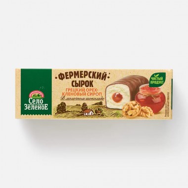 Сырок творожный "Грецкий орех с кленовым сиропом" в молочном шок. «Село Зеленое» 45 гр.