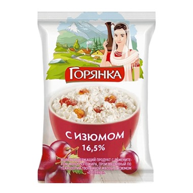 Творожная масса с изюмом 16,5% «Горянка» 180 гр.