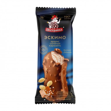Эскимо пломбир арахисовый с солёной карамелью «Пестравка» 80гр