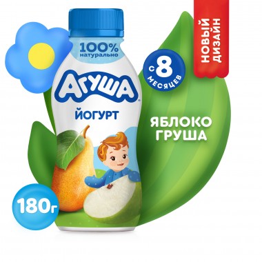 Йогурт Яблоко-груша "Агуша" 180гр Йогурт Яблоко-груша "Агуша" 180гр