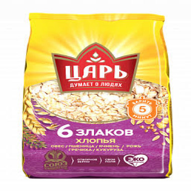 Хлопья 6 злаков "Царь" 400гр