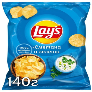 Lays chips with sour cream and greens, 140g
