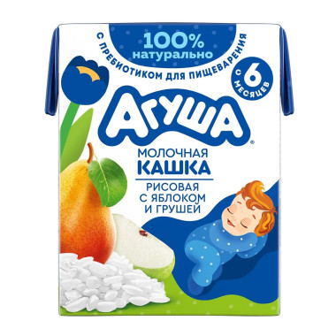 Каша молочно-рисовая с яблоком и грушей Агуша 200гр