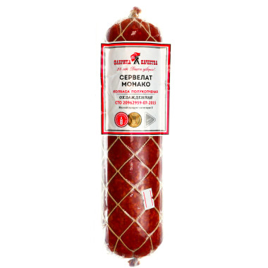 emi-smoked Monaco Servelat sausage (vacuum packed) "Quality Factory"