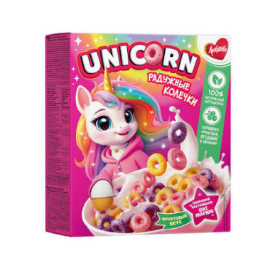 Ready-to-eat breakfast Rainbow Rings with fruit flavor