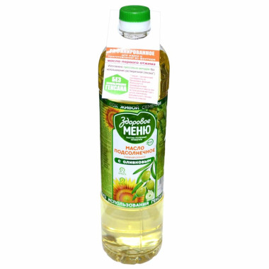 Refined sunflower oil with olive oil 900g Zdorovoye Menyoo