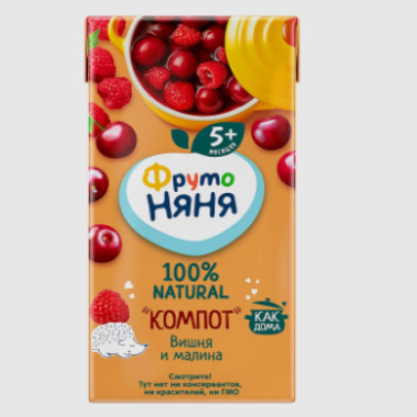Компот "Вишня-малина" "Фруто Няня" 200 гр